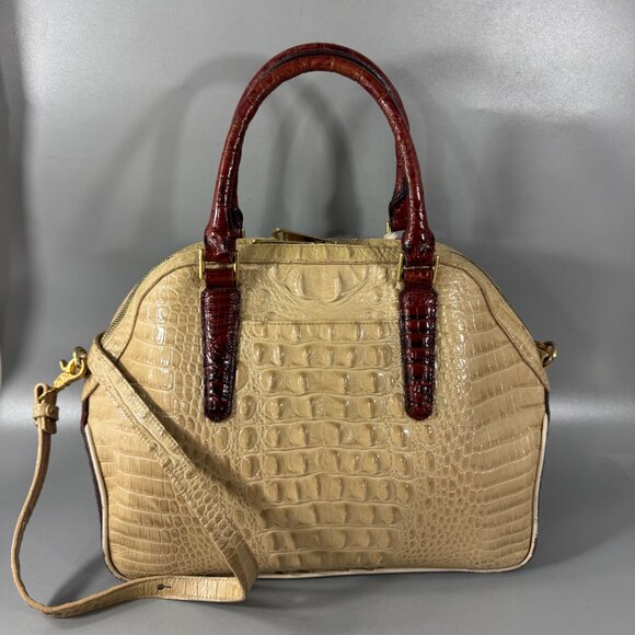 Brahmin Hudson Croc Embossed Leather Twill Tri- Texture Satchel - Picture 4 of 15